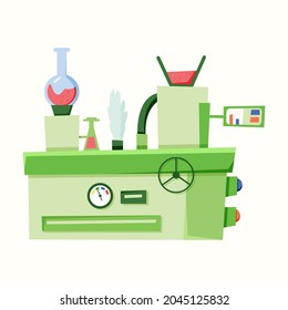 Máquina para la planta, mecanismo. Ilustración vectorial en estilo plano