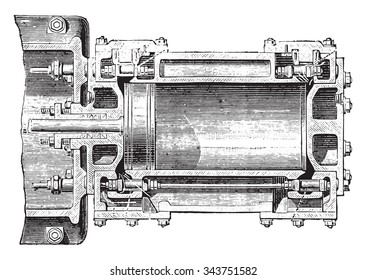 Machine Porter Allen. Cylinder Cup, vintage engraved illustration. Industrial encyclopedia E.-O. Lami - 1875.
