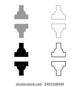 Machine press automatic hydraulic factory industrial set icon grey black color vector illustration image solid fill outline contour line thin flat style