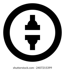 Machine press automatic hydraulic factory industrial icon in circle round black color vector illustration image solid outline style