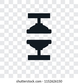 Machine press vector icon isolated on transparent background, Machine press logo concept