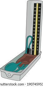 Máquina para medir la presión, ilustración, vector sobre fondo blanco.