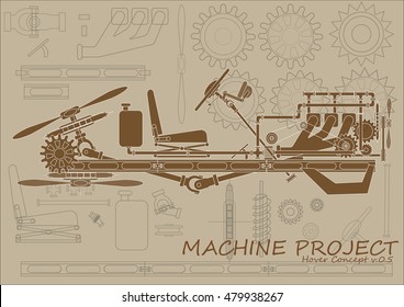 Machine project, concept vintage machine, cars, vector