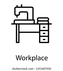 Machine with rack and clothes known as sewing workplace 