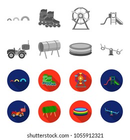 Machine for radio control, tunnel, trampoline, swing. Playground set collection icons in monochrome,flat style vector symbol stock illustration web.