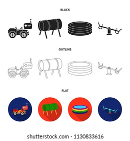 Machine for radio control, tunnel, trampoline, swing. Playground set collection icons in black,flat,outline style vector symbol stock illustration web.