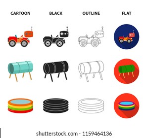 Machine for radio control, tunnel, trampoline, swing. Playground set collection icons in cartoon,black,outline,flat style vector symbol stock illustration web.
