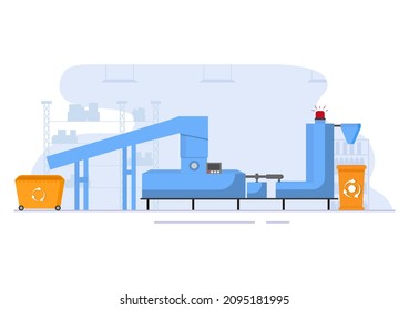 Machine Recycle Process with Trash Organic, Paper or Plastic to Protect the Ecology Environment Suitable For Background, And Web in Flat Illustration