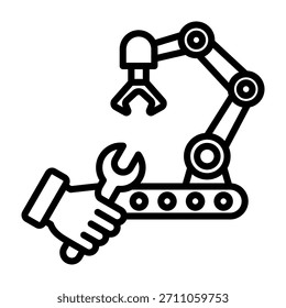 Ilustração do vetor da linha do ícone do reparo da máquina