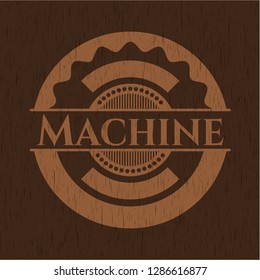 Machine retro style wood emblem