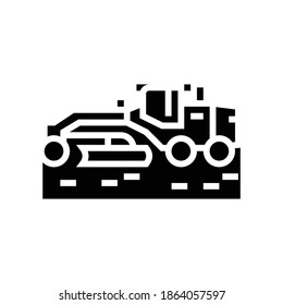 Maschine für Straßenbau Glyphe Symbol Vektor. Maschine für Straßenbauzeichen. isoliertes Kontursymbol