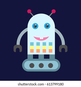 machine robot flat icon. Cartoon vector illustration. Eps10