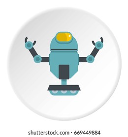 Machine robot icon in flat circle isolated on white background vector illustration for web