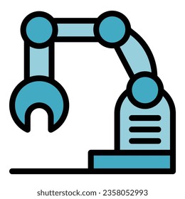 Machine robot icon outline vector. Industry factory. Work process color flat