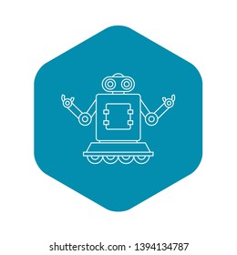 Machine robot on wheels icon. Outline illustration of machine robot on wheels vector icon for web