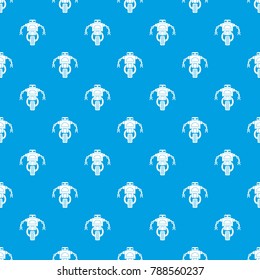 Machine robot pattern repeat seamless in blue color for any design. Vector geometric illustration
