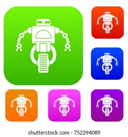 Machine robot set icon color in flat style isolated on white. Collection sings vector illustration