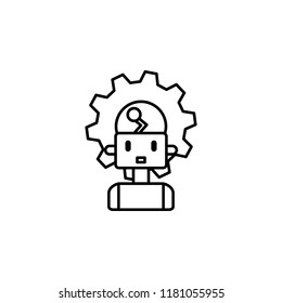 Machine robot smart concept line icon. Simple element illustration. Machine robot concept outline symbol design from artificial intelligence set on white background