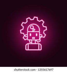 Machine robot smart neon icon. Elements of Artifical intelligence set. Simple icon for websites, web design, mobile app, info graphics