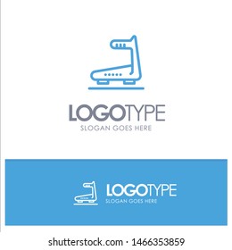 Machine, Running, Track, Treadmill Blue outLine Logo with place for tagline. Vector Icon Template background
