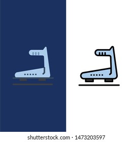 Machine, Running, Track, Treadmill  Icons. Flat and Line Filled Icon Set Vector Blue Background