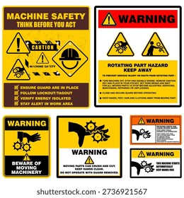 Machine safety, think before you act, sign vector