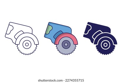 Machine saw line and solid illustration icon