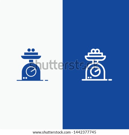 Machine, Scale, Weighing, Weight Line and Glyph Solid icon Blue banner