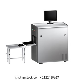 Machine Scanner in Airport with Display and Roller in Vector Realistic, 
