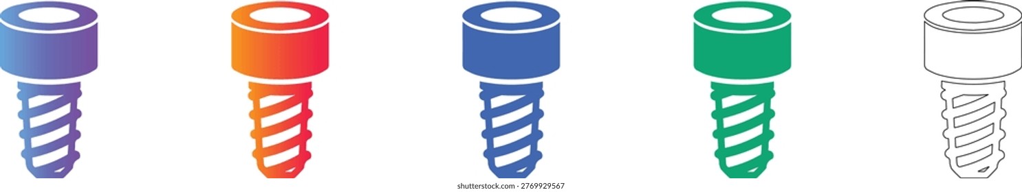 Machine Screw Fastener Vector Icon Set vol 1229