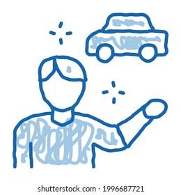 machine seller sketch icon vector. Hand drawn blue doodle line art machine seller sign. isolated symbol illustration