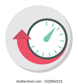 Machine Server Uptime Concept Vector Icon, Mete Gauge with Clock stock illustration