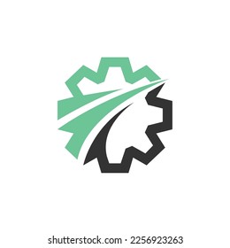 Máquina, servicio, diseño de vectores con logotipo de servicio de coches