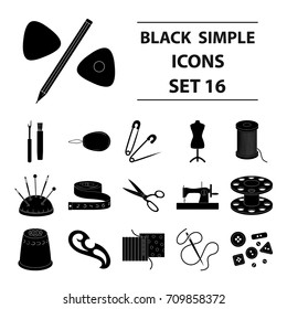 Machine, sewing, scissors and other sewing equipment. Medical,medicine set collection icons in black style vector symbol stock illustration web.