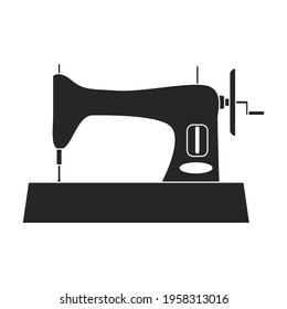 Machine sewing vector black icon. Vector illustration vintage sew on white background. Isolated black illustration icon of sewing machine.