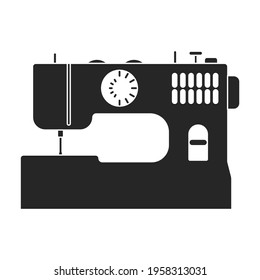 Machine sewing vector black icon. Vector illustration vintage sew on white background. Isolated black illustration icon of sewing machine.