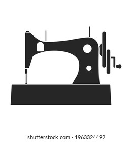 Machine sewing vector black icon. Vector illustration vintage sew on white background. Isolated black illustration icon of sewing machine.