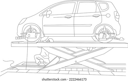 Machine Shop Worker Line Art Illustration