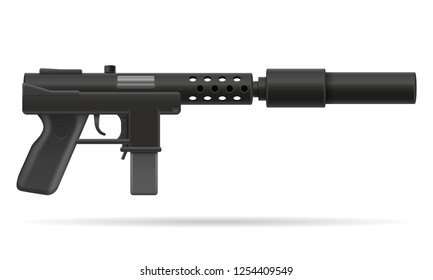 machine submachine hand gun street gang weapons stock vector illustration isolated on white background