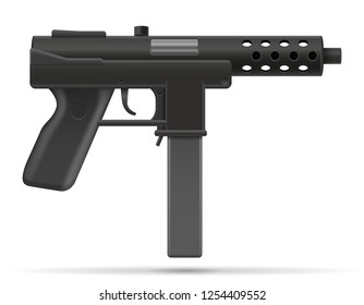 machine submachine hand gun street gang weapons stock vector illustration isolated on white background