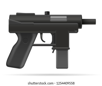 machine submachine hand gun street gang weapons stock vector illustration isolated on white background