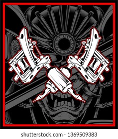 machine tattoo hand drawing vector