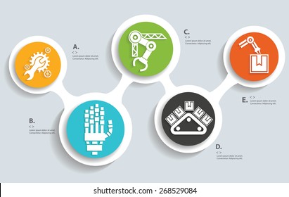 Machine and Technical on buttons, info graphic design,clean vector