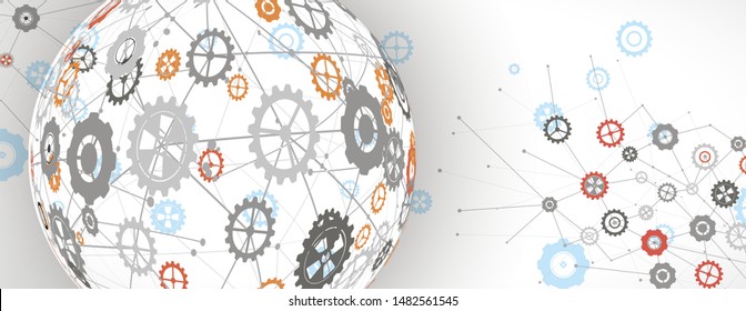 machine technology gears. modern gearwheel mechanism abstract bacground