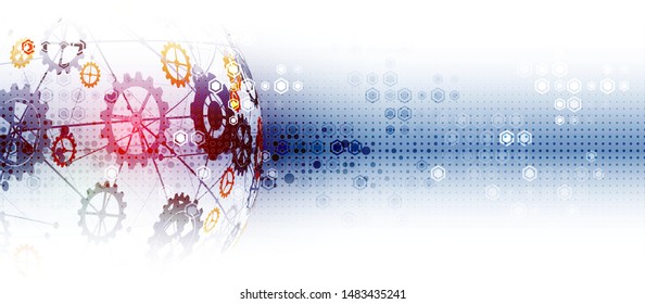 machine technology gears. modern gearwheel mechanism abstract bacground