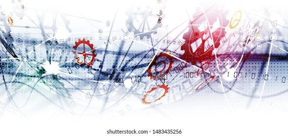 machine technology gears. modern gearwheel mechanism abstract bacground