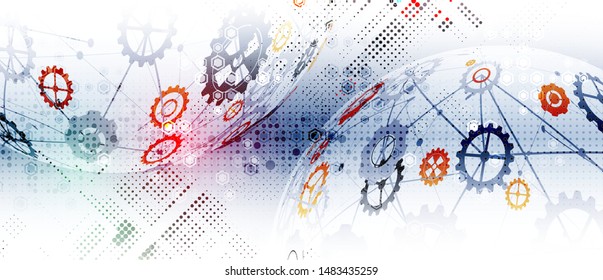 machine technology gears. modern gearwheel mechanism abstract bacground