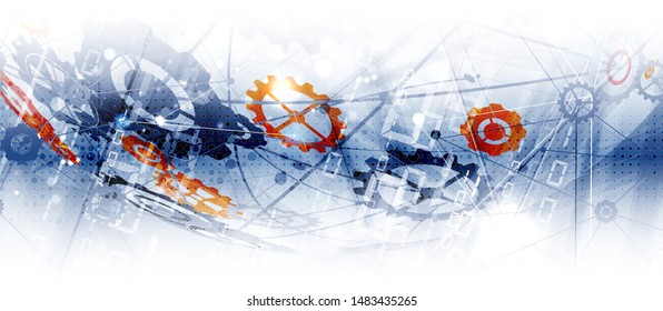 machine technology gears. modern gearwheel mechanism abstract bacground