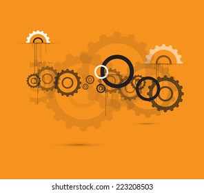 machine technology gears. retro gearwheel mechanism abstract background