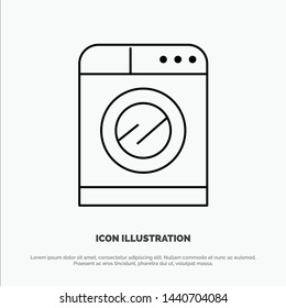 Machine, Technology, Washing, Washing Line Icon Vector